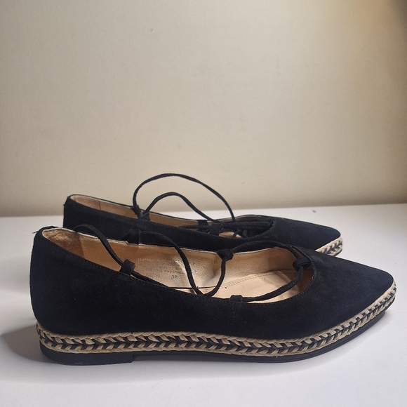 Helia made in Spain suede lace-up ballet style pointed to flats SZ 8 - Picture 2 of 10